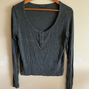 Brandy Melville Gray Long Sleeve Knit Henley